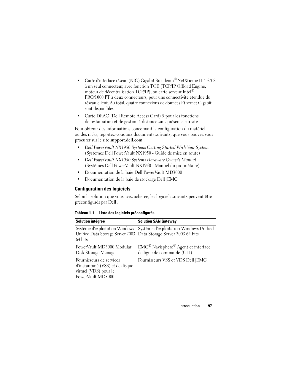 Configuration des logiciels | Dell PowerVault NX1950 User Manual | Page 99 / 258