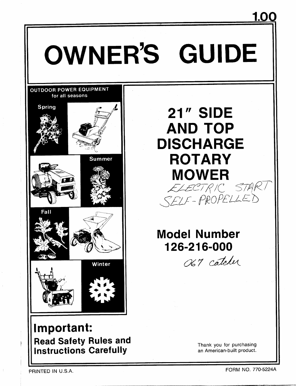 Bolens 126-216-000 User Manual | 22 pages