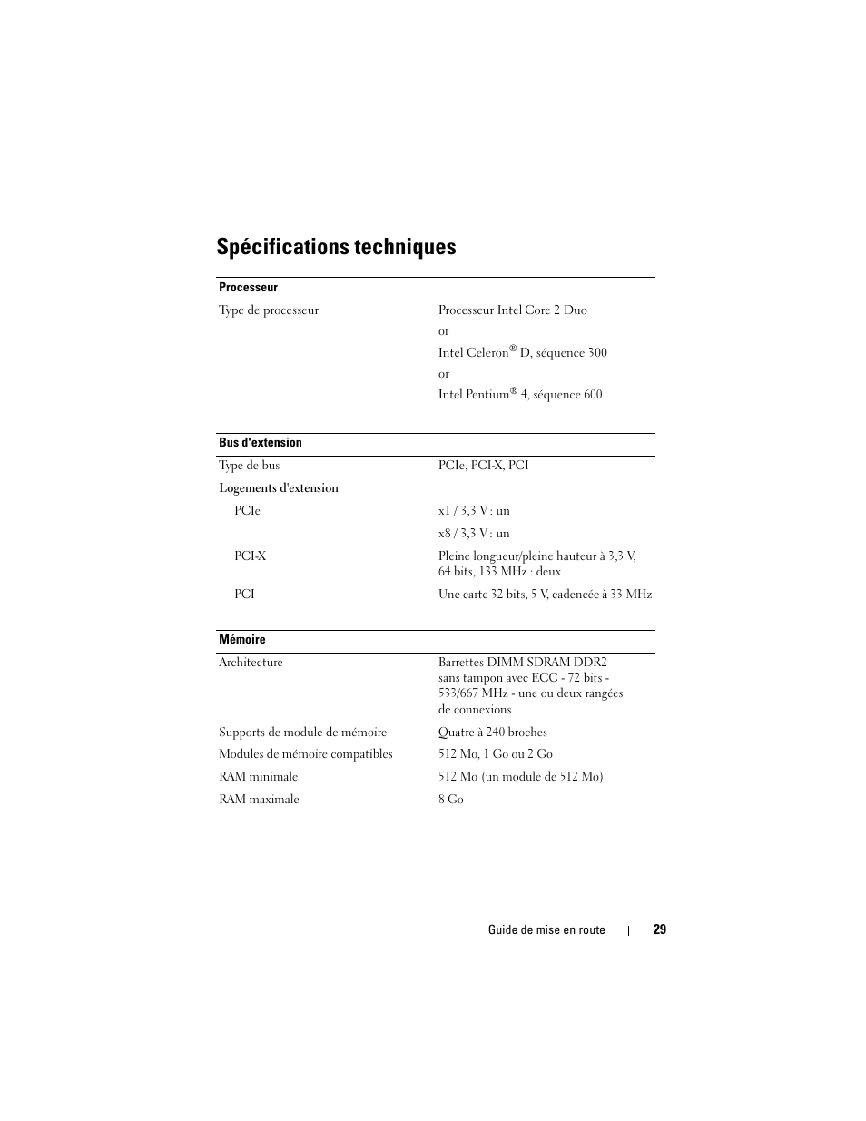 Spécifications techniques | Dell PowerVault DP100 User Manual | Page 31 / 72
