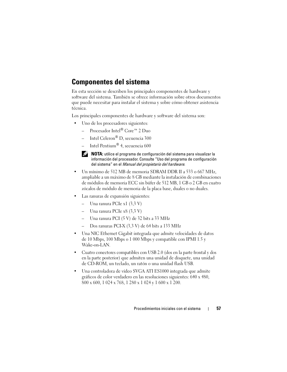 Componentes del sistema | Dell PowerVault DP100 User Manual | Page 59 / 72