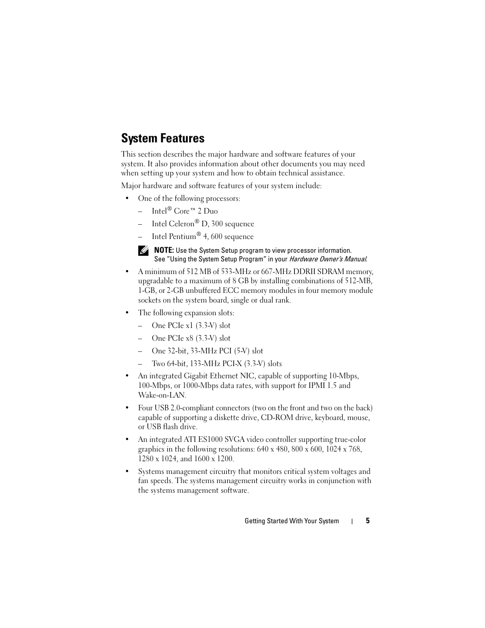 System features | Dell PowerVault DP100 User Manual | Page 7 / 72
