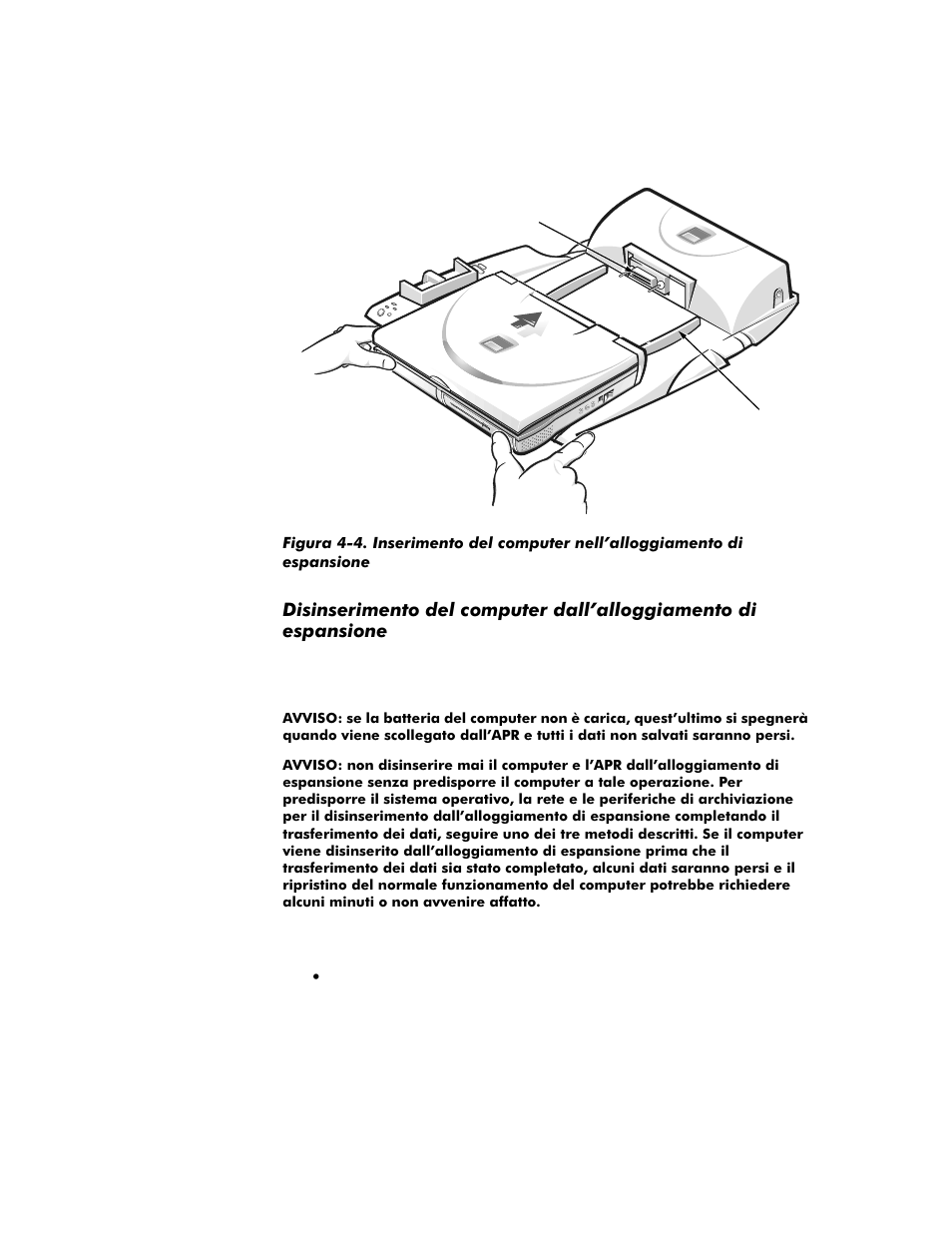 Figura 4-4, Inserimento del computer | Dell Inspiron 8000 User Manual | Page 104 / 158
