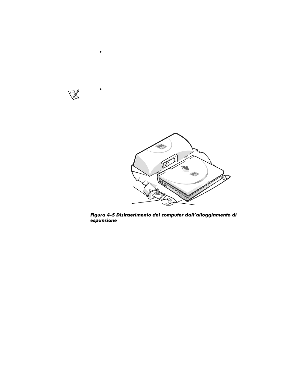 Figura 4-5, Disinserimento del computer | Dell Inspiron 8000 User Manual | Page 105 / 158