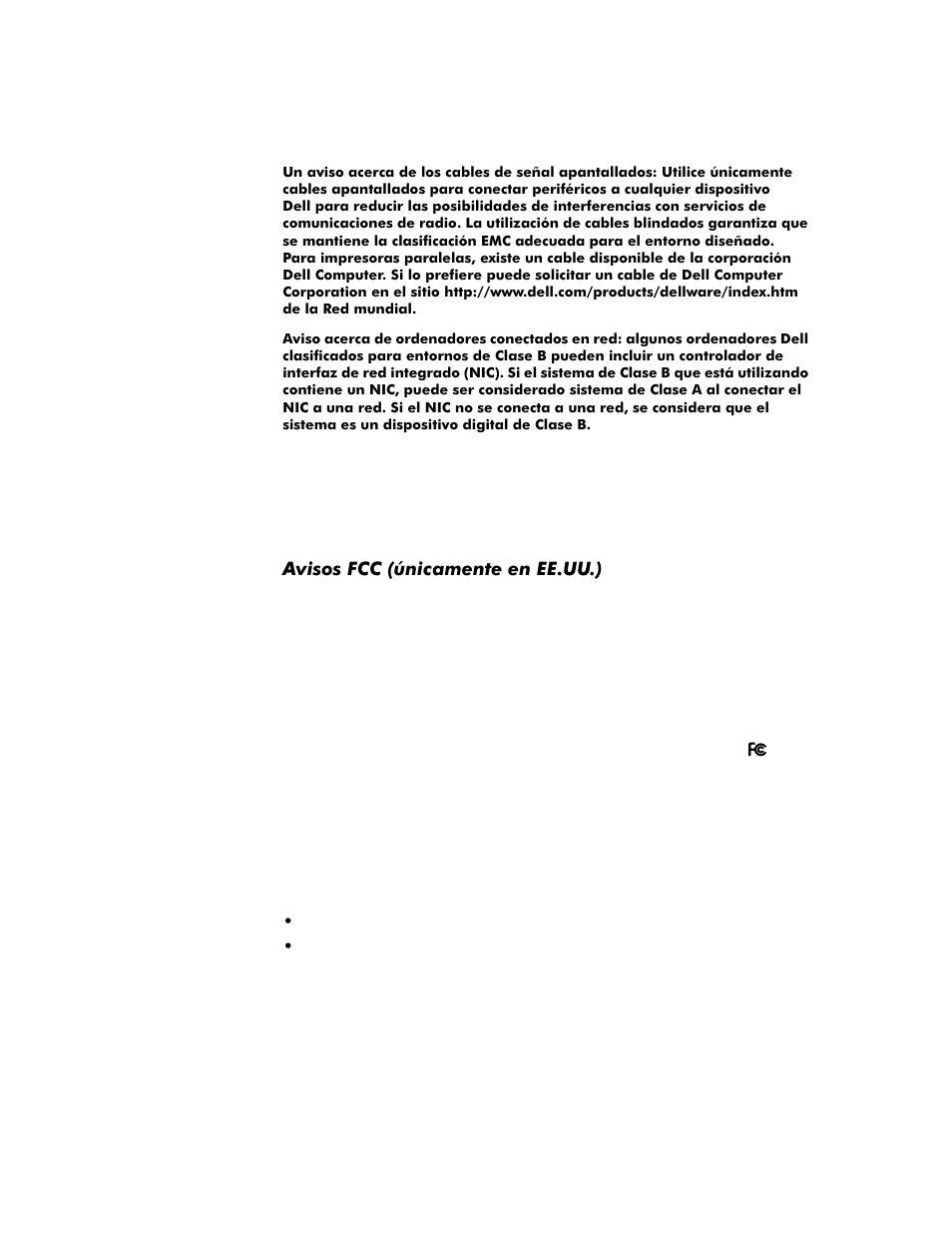 Avisos fcc (únicamente en ee.uu.), Avisos fcc (únicamente en ee.uu.) -12 | Dell Inspiron 8000 User Manual | Page 144 / 158
