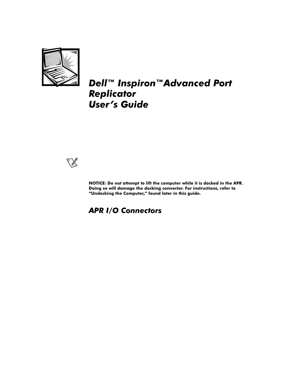 Apr i/o connectors, Apr i/o connectors -1 | Dell Inspiron 8000 User Manual | Page 5 / 158