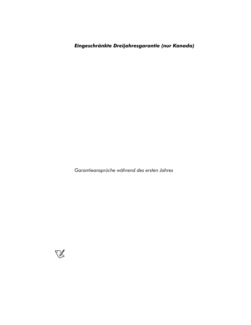 Eingeschränkte dreijahresgarantie (nur kanada), Garantieansprüche während des ersten jahres, Eingeschränkte dreijahresgarantie (nur kanada) -24 | Garantieansprüche während des ersten jahres -24 | Dell Inspiron 8000 User Manual | Page 90 / 158