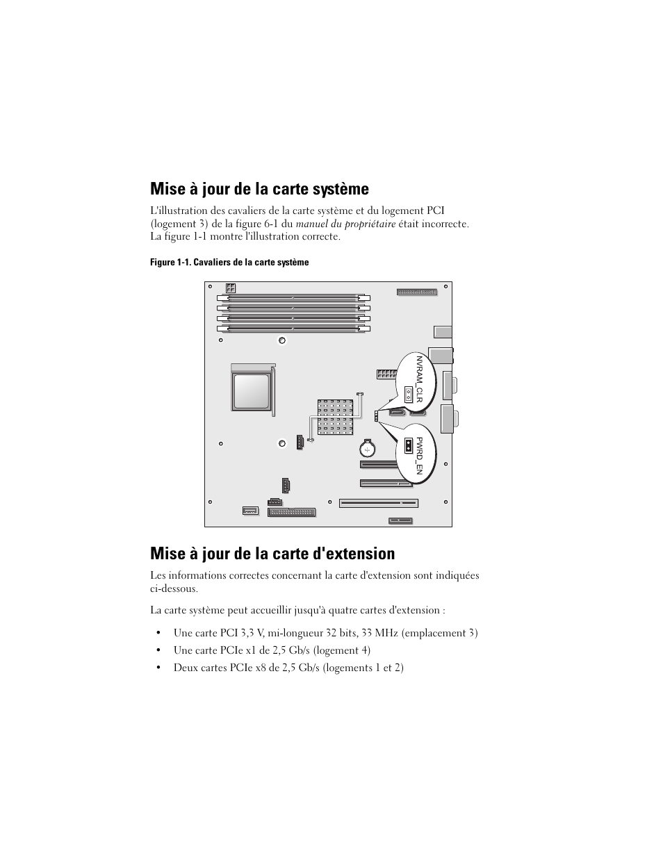 Mise à jour de la carte système, Mise à jour de la carte d'extension | Dell PowerEdge T105 User Manual | Page 8 / 22