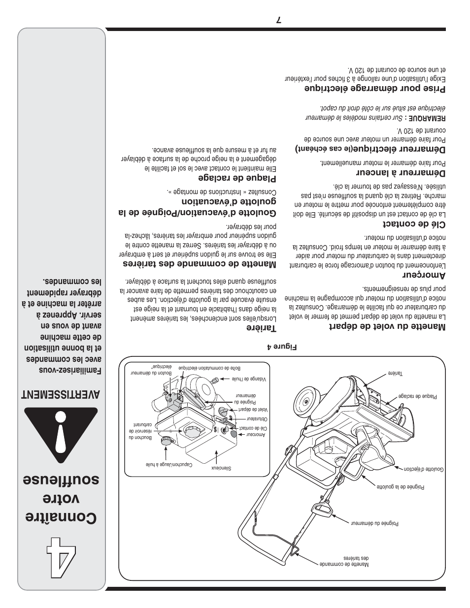 Connaître votre souffleuse, Aver tissement | Bolens 2P5 User Manual | Page 26 / 32