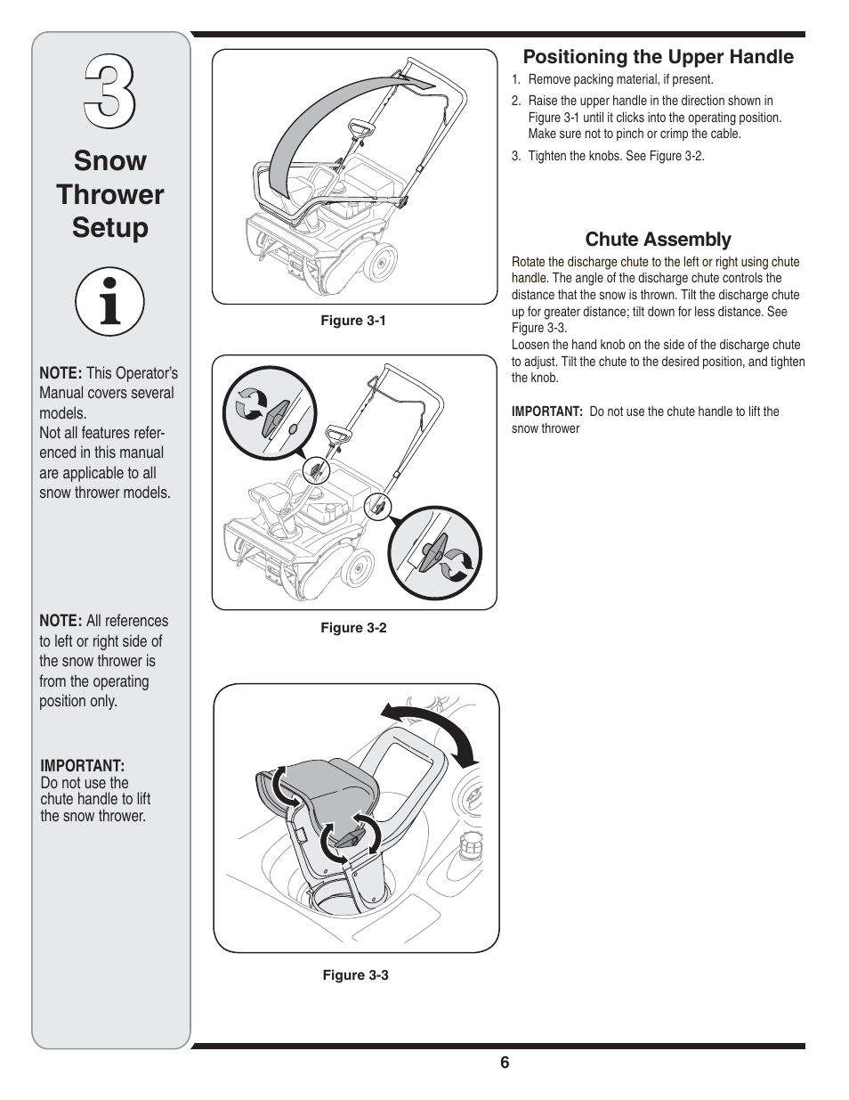 Snow thrower setup | Bolens 2P5 User Manual | Page 6 / 32