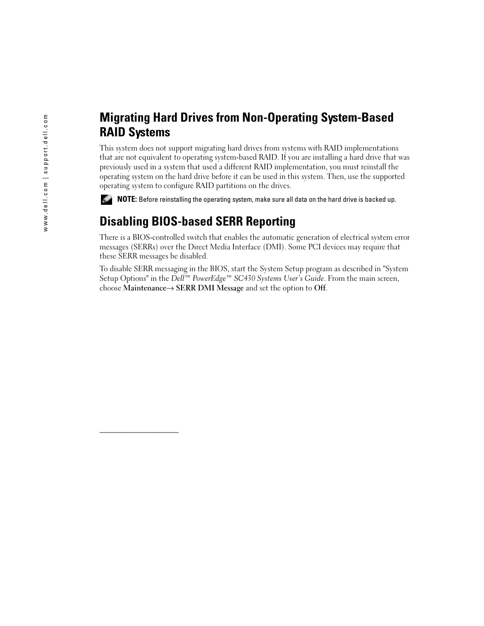 Disabling bios-based serr reporting | Dell PowerEdge SC 430 User Manual | Page 2 / 14