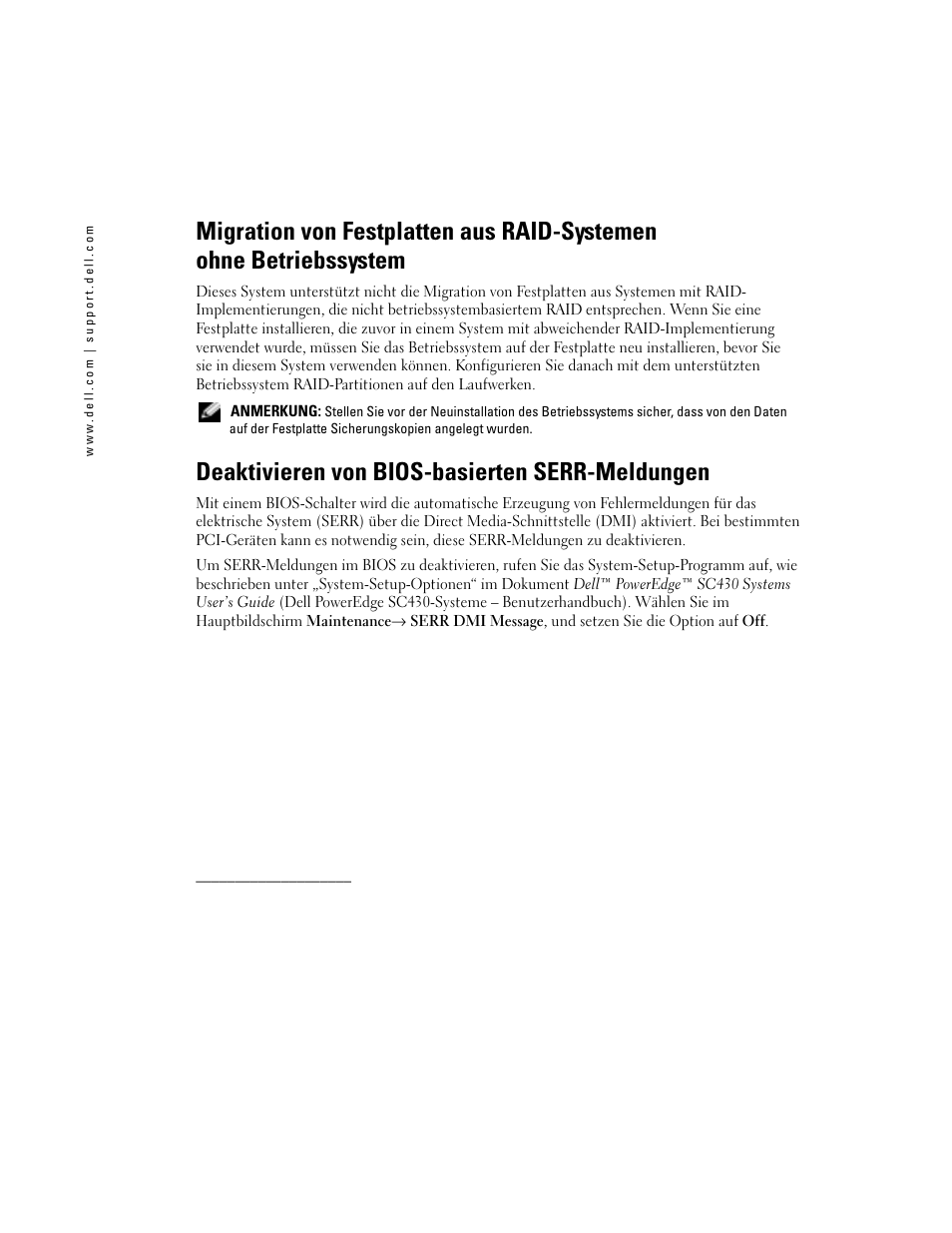 Deaktivieren von bios-basierten serr-meldungen | Dell PowerEdge SC 430 User Manual | Page 8 / 14