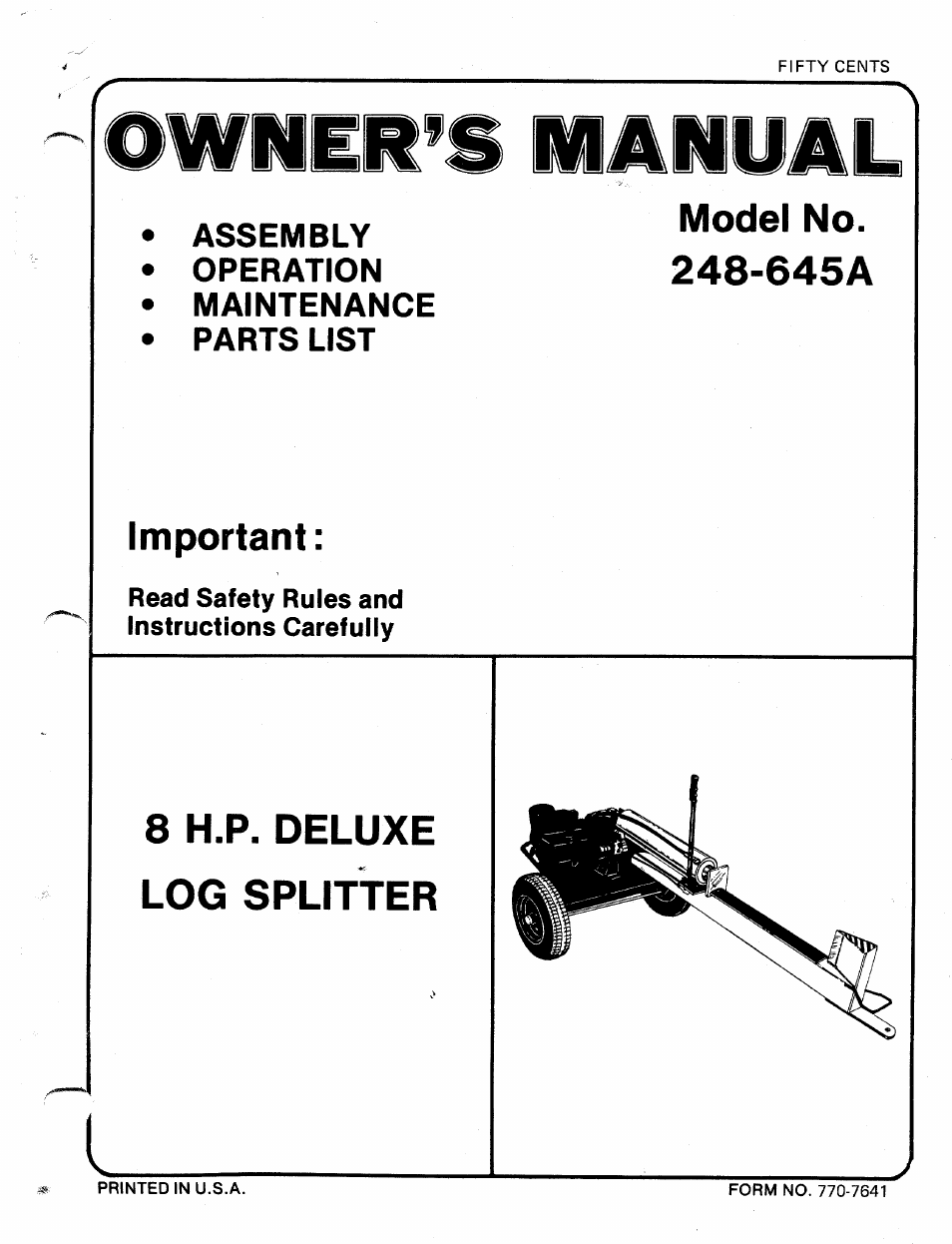 Bolens 248-645A User Manual | 19 pages