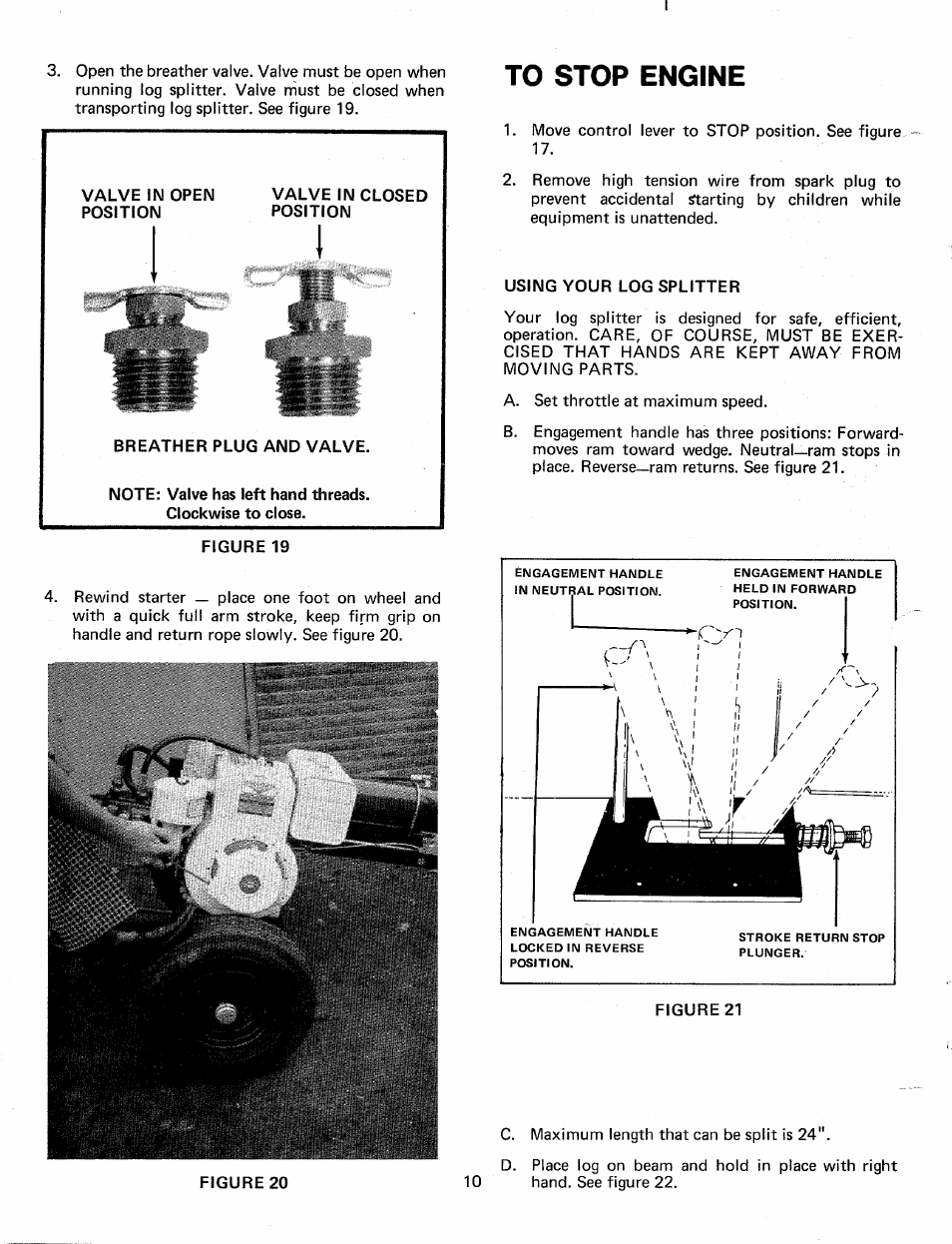 To stop engine | Bolens 248-645A User Manual | Page 10 / 19
