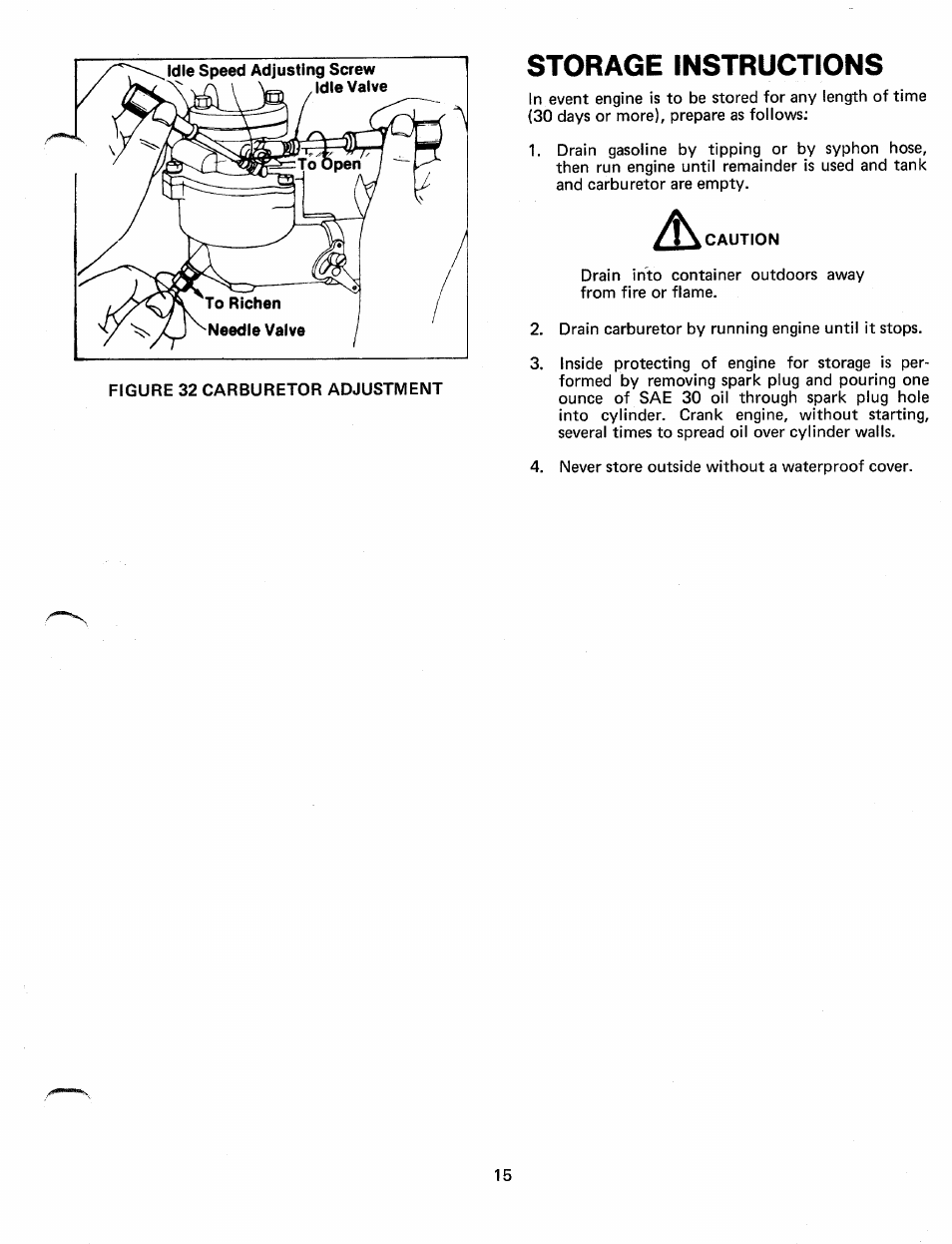 Storage instructions | Bolens 248-645A User Manual | Page 15 / 19