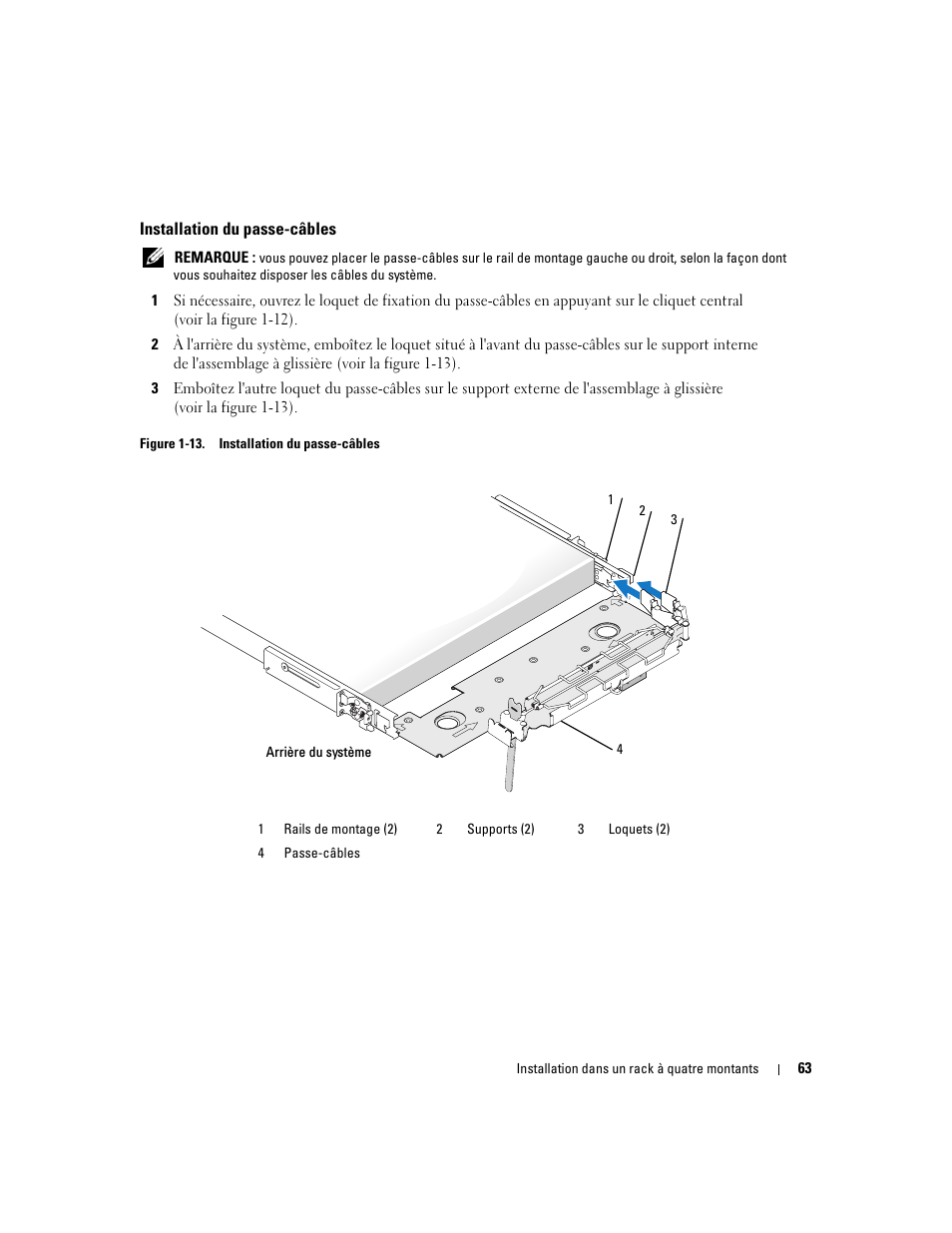 Installation du passe-câbles | Dell PowerEdge SC1435 User Manual | Page 65 / 202