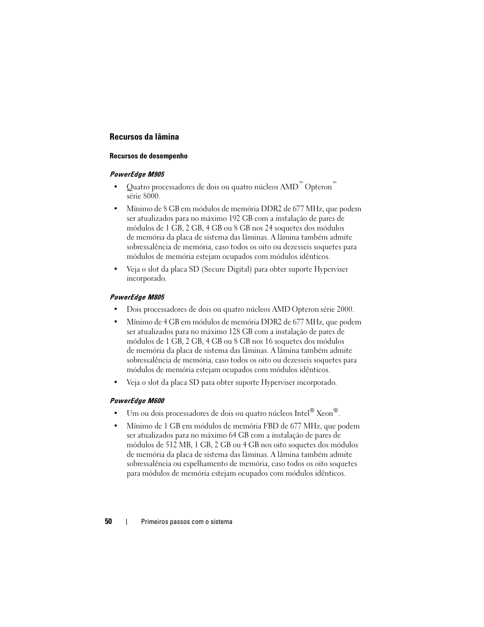 Recursos da lâmina | Dell PowerEdge M600 User Manual | Page 52 / 90