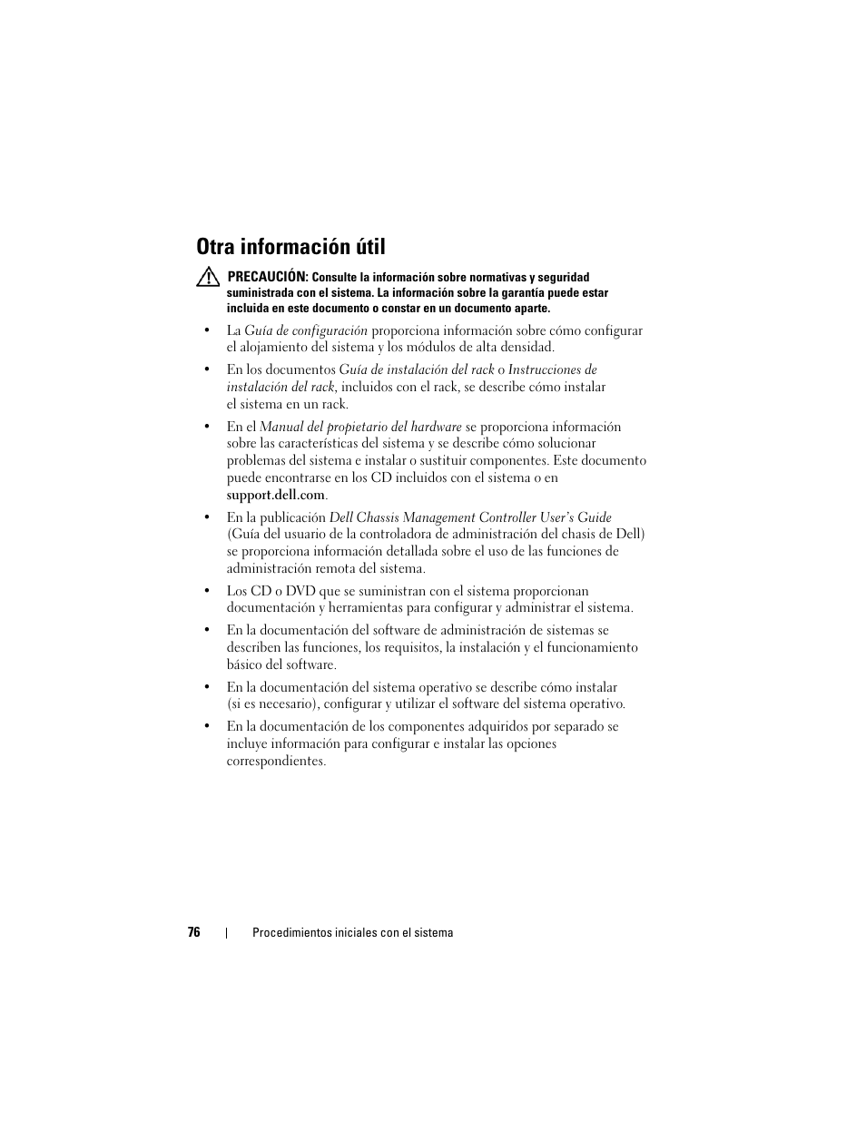 Otra información útil | Dell PowerEdge M600 User Manual | Page 78 / 90