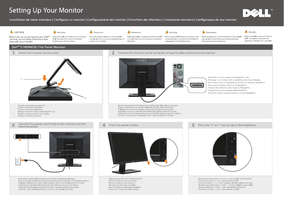 Dell E1909WDD Monitor User Manual | 2 pages