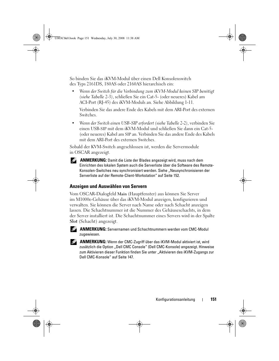 Anzeigen und auswählen von servern | Dell PowerEdge M605 User Manual | Page 153 / 232