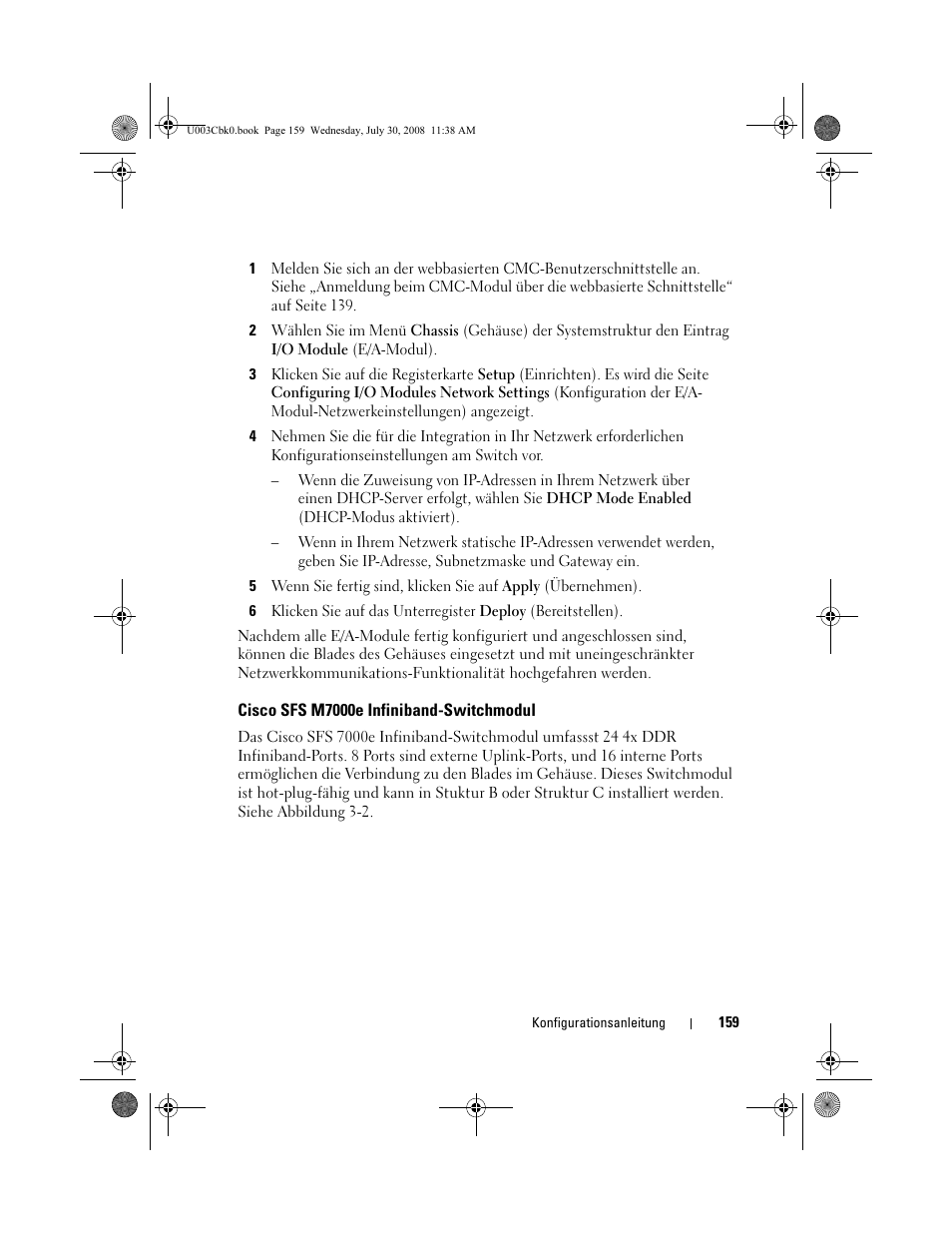 Cisco sfs m7000e infiniband-switchmodul | Dell PowerEdge M605 User Manual | Page 161 / 232
