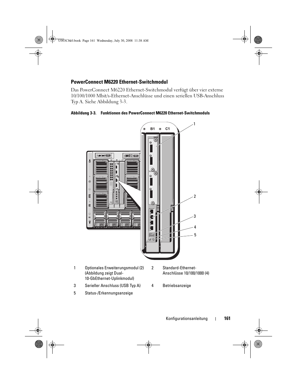 Powerconnect m6220 ethernet-switchmodul | Dell PowerEdge M605 User Manual | Page 163 / 232