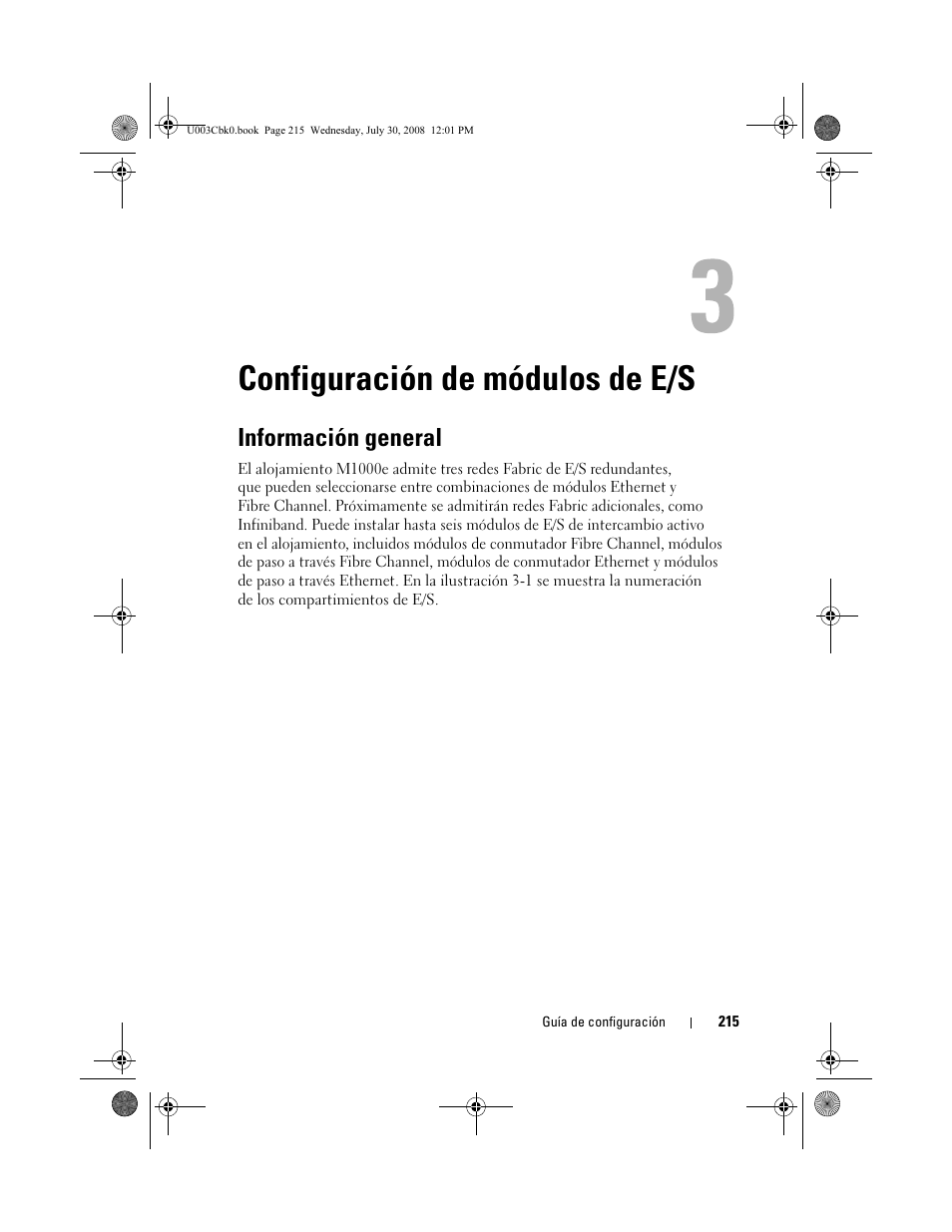 Configuración de módulos de e/s, Información general | Dell PowerEdge M605 User Manual | Page 217 / 232