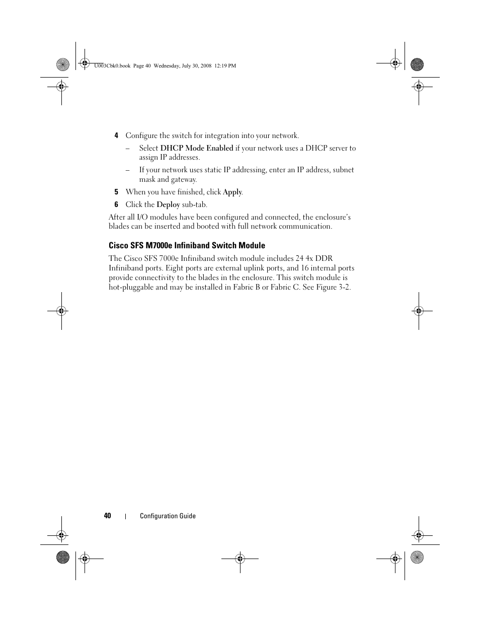 5 when you have finished, click apply, 6 click the deploy sub-tab, Cisco sfs m7000e infiniband switch module | Dell PowerEdge M605 User Manual | Page 42 / 232