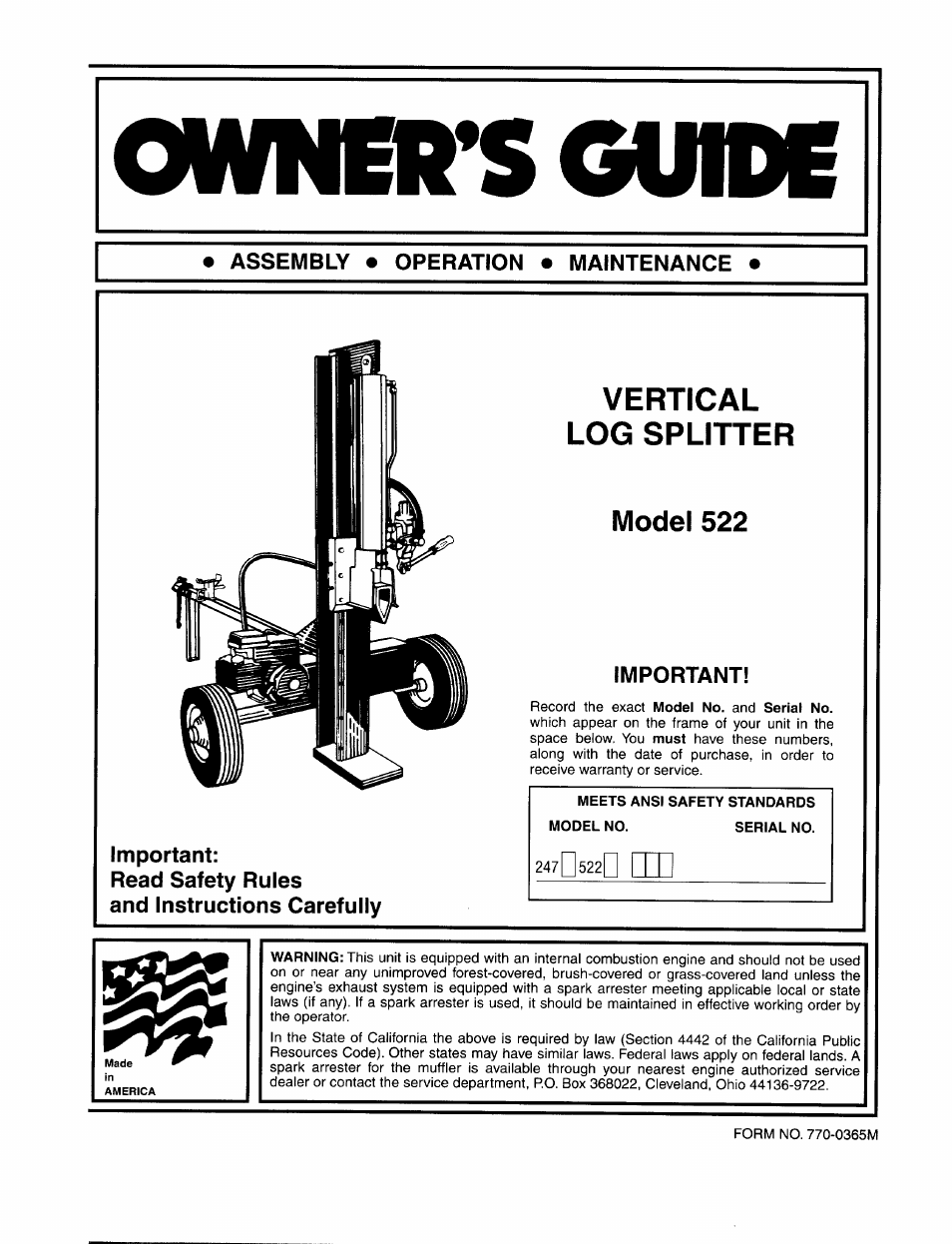 Bolens 522 User Manual | 20 pages