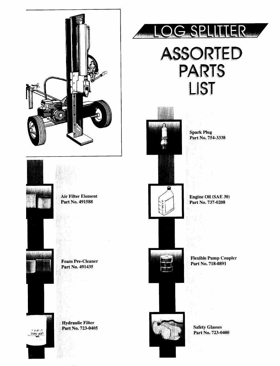 Assorted parts list | Bolens 522 User Manual | Page 19 / 20