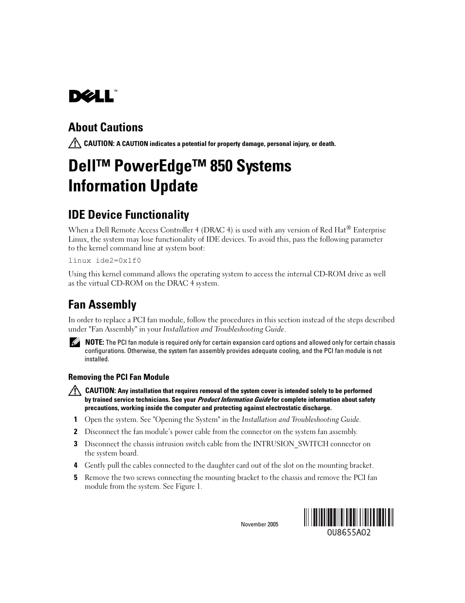 Dell PowerEdge 850 User Manual | 18 pages