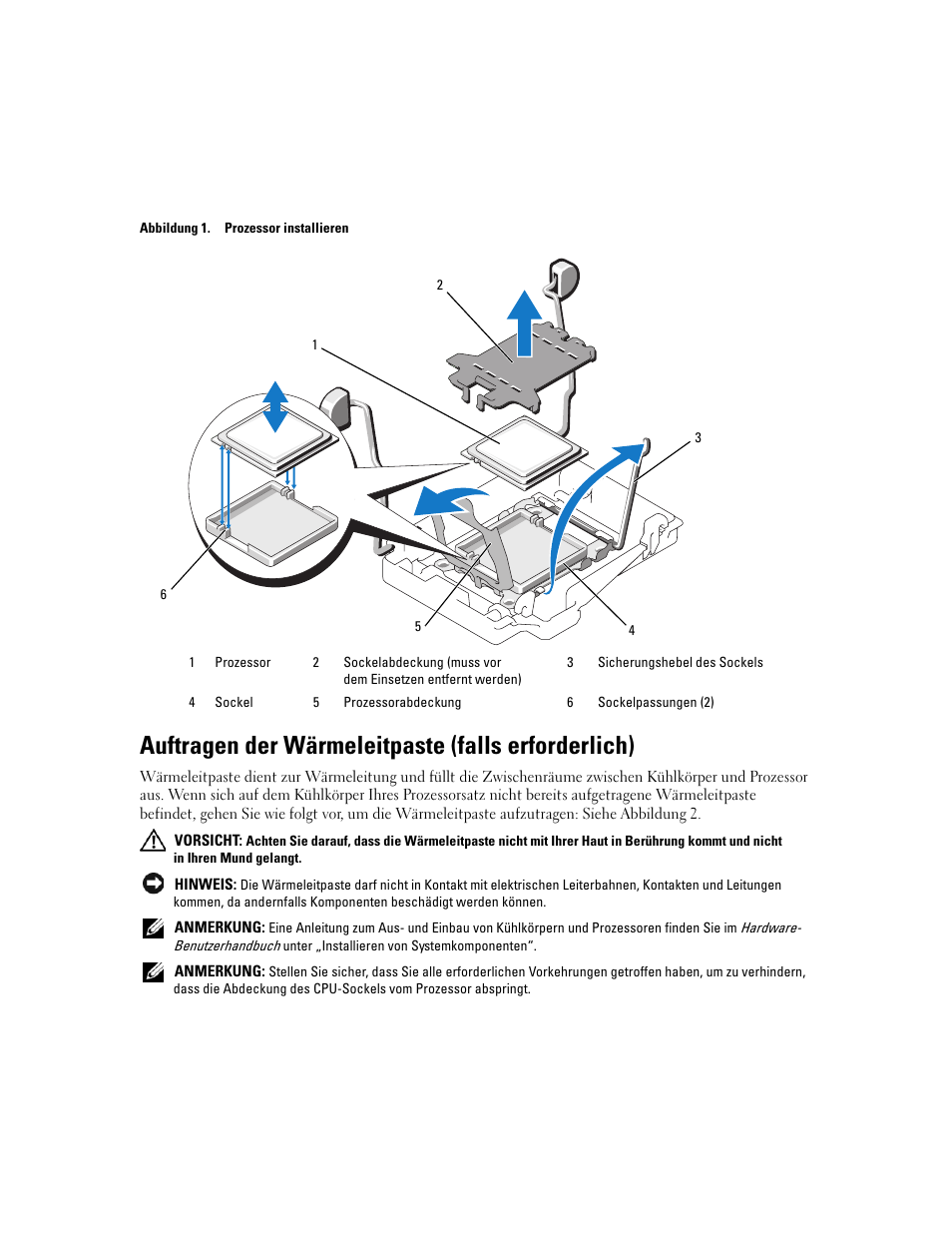 Auftragen der wärmeleitpaste (falls erforderlich) | Dell PowerEdge 6950 User Manual | Page 11 / 21