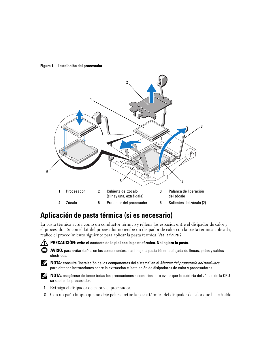 Aplicación de pasta térmica (si es necesario) | Dell PowerEdge 6950 User Manual | Page 20 / 21