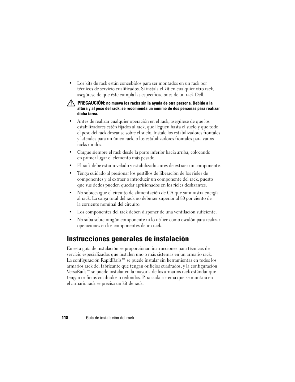 Instrucciones generales de instalación | Dell PowerEdge M600 User Manual | Page 120 / 144