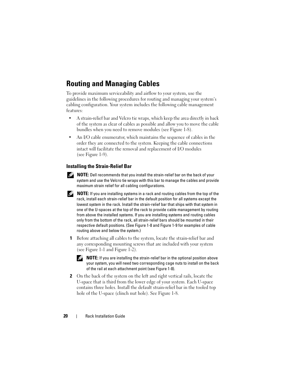 Routing and managing cables, Installing the strain-relief bar | Dell PowerEdge M600 User Manual | Page 22 / 144