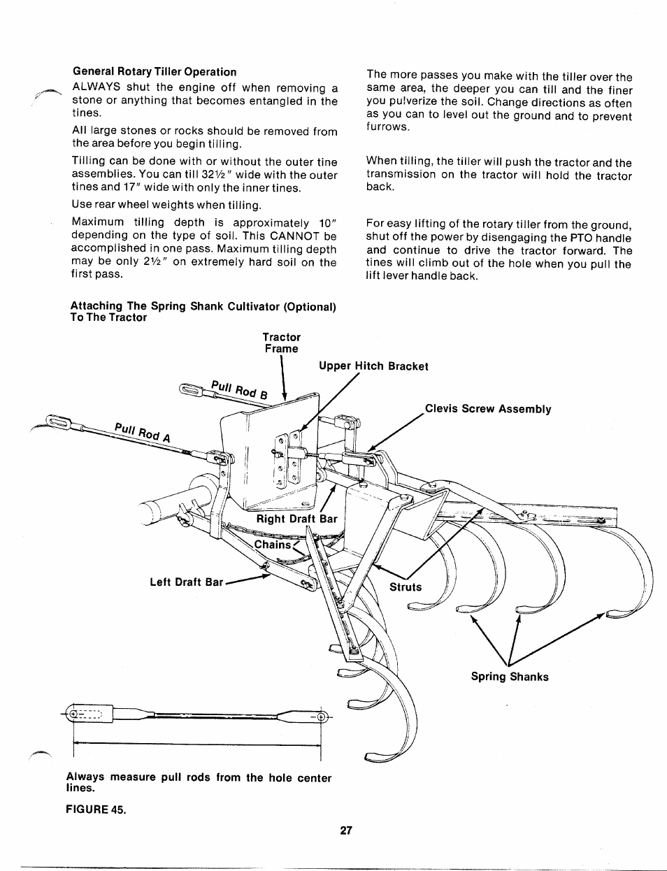 General rotary tiller operation | Bolens 140-990A User Manual | Page 27 / 47