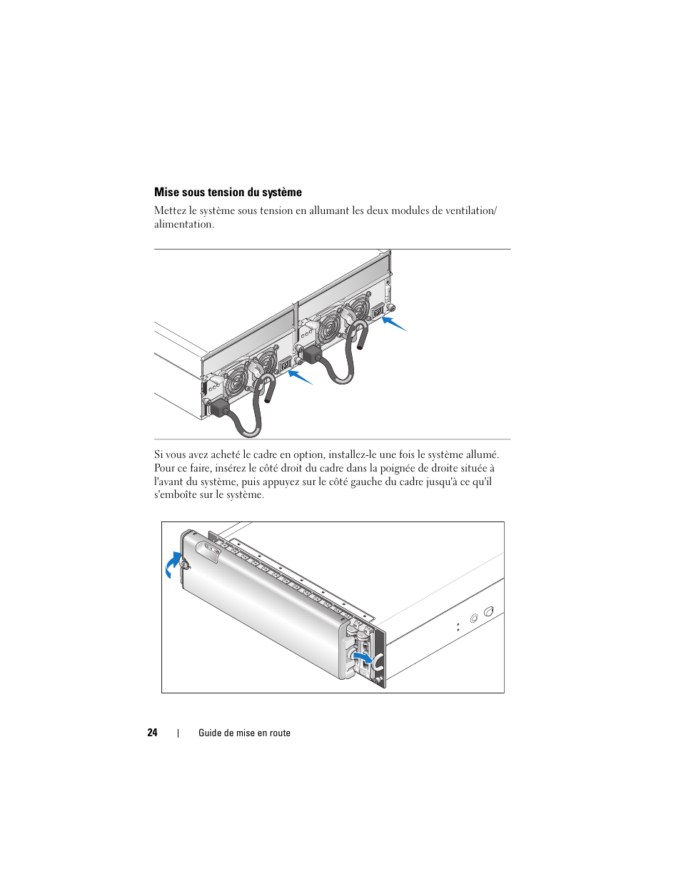 Mise sous tension du système | Dell PowerVault MD3000i User Manual | Page 26 / 58