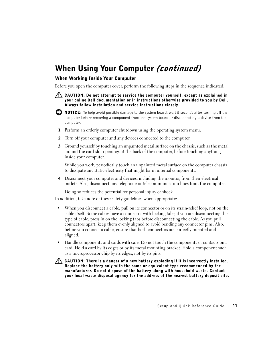 When using your computer (continued) | Dell OptiPlex GX60 User Manual | Page 12 / 95