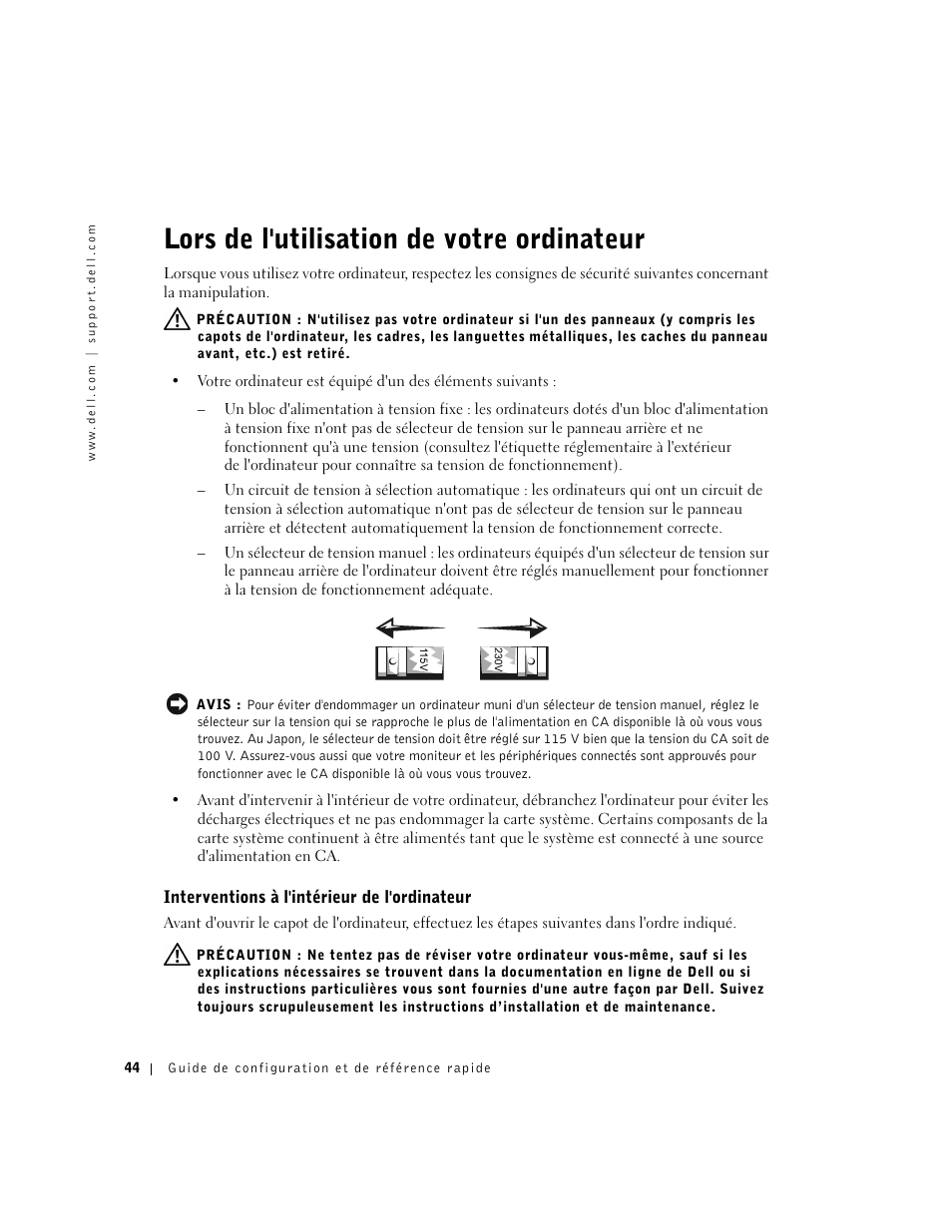 Lors de l'utilisation de votre ordinateur | Dell OptiPlex GX60 User Manual | Page 45 / 95