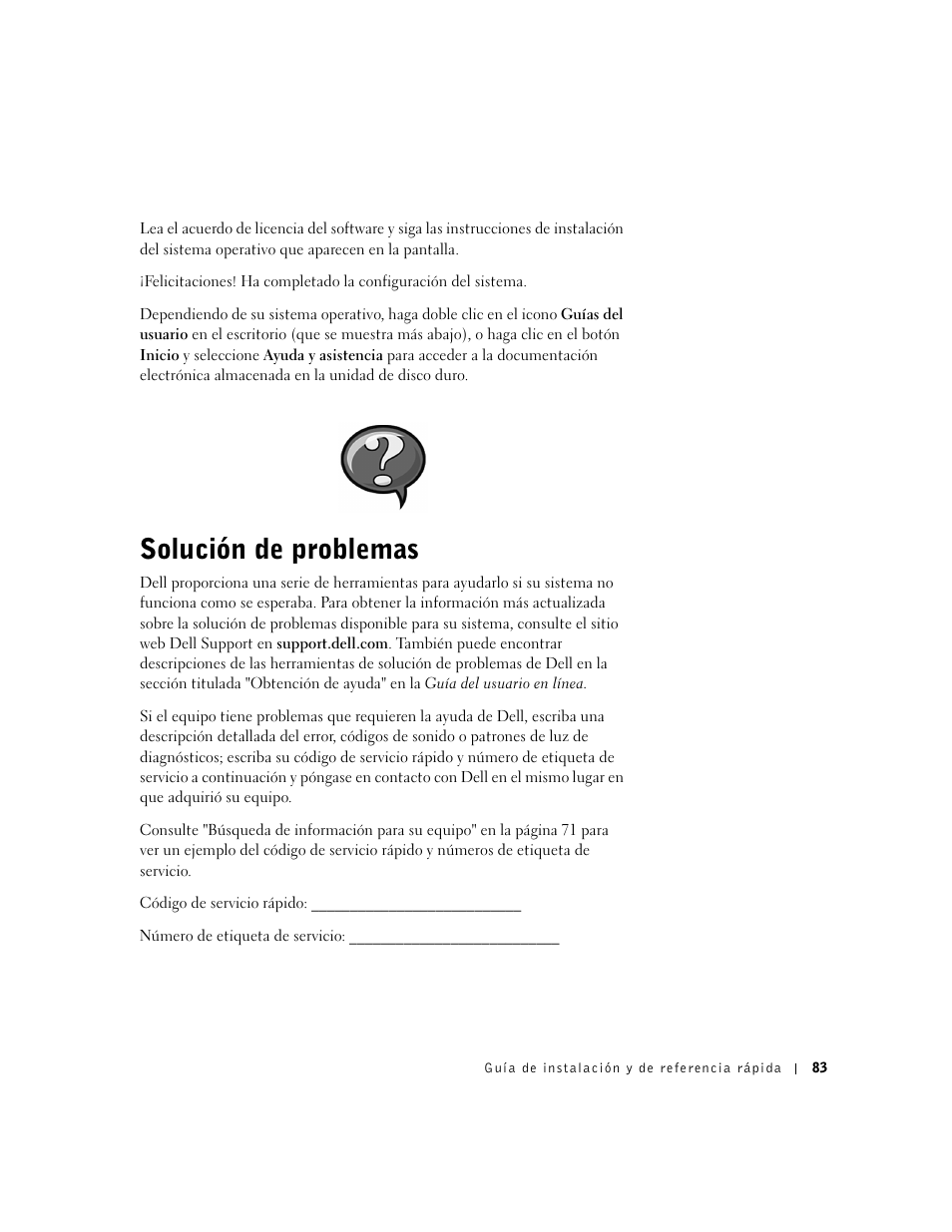 Solución de problemas | Dell OptiPlex GX60 User Manual | Page 84 / 95
