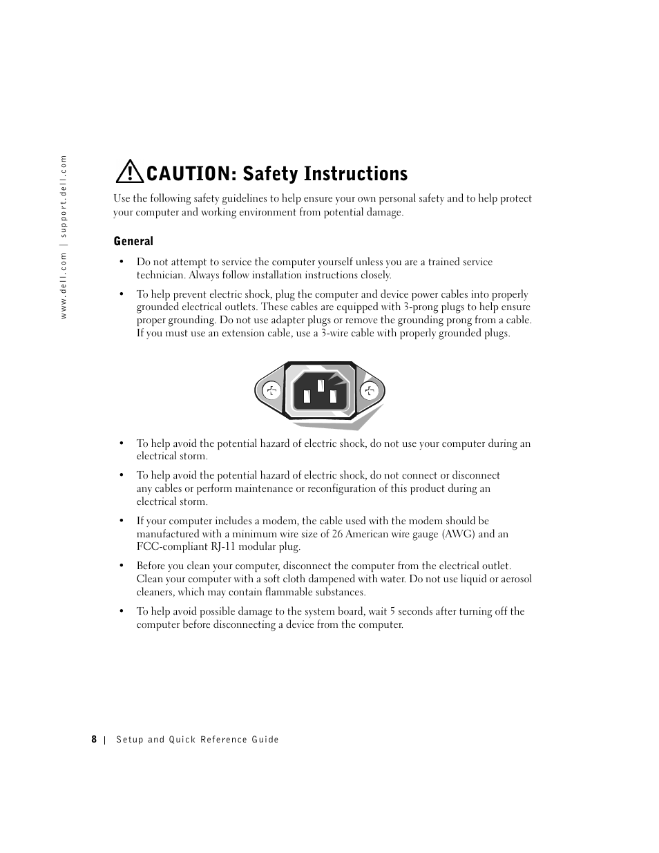 Caution: safety instructions | Dell OptiPlex GX60 User Manual | Page 9 / 95