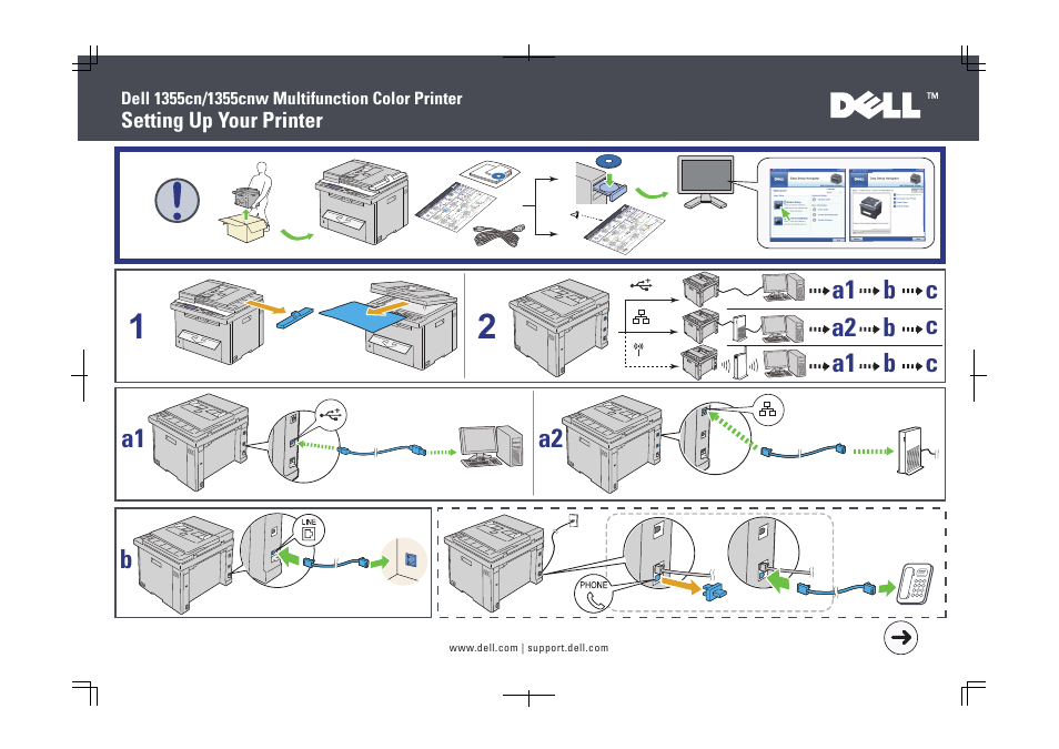 Dell 1355cn/cwn Color Laser Printer User Manual | 2 pages