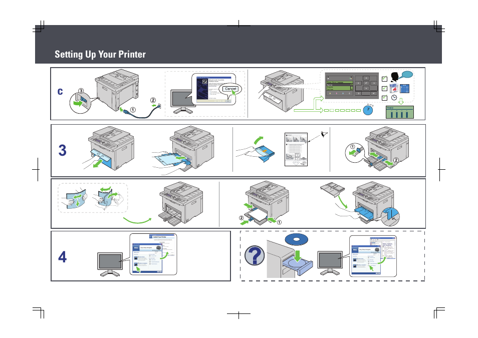 Setting up your printer | Dell 1355cn/cwn Color Laser Printer User Manual | Page 2 / 2