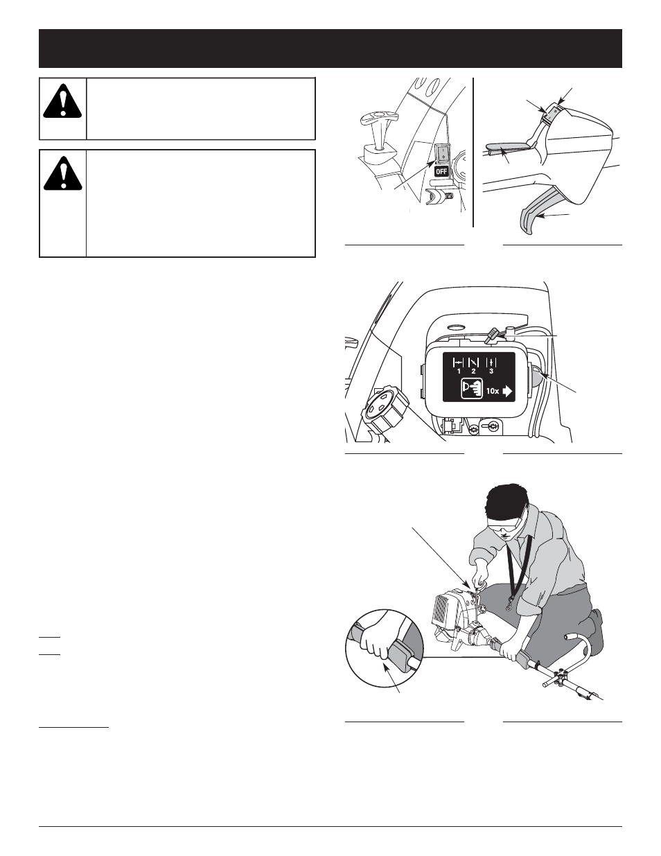 Avertissement, Instructions de démarrage et arrêt | MTD BL26C0 User Manual | Page 45 / 104