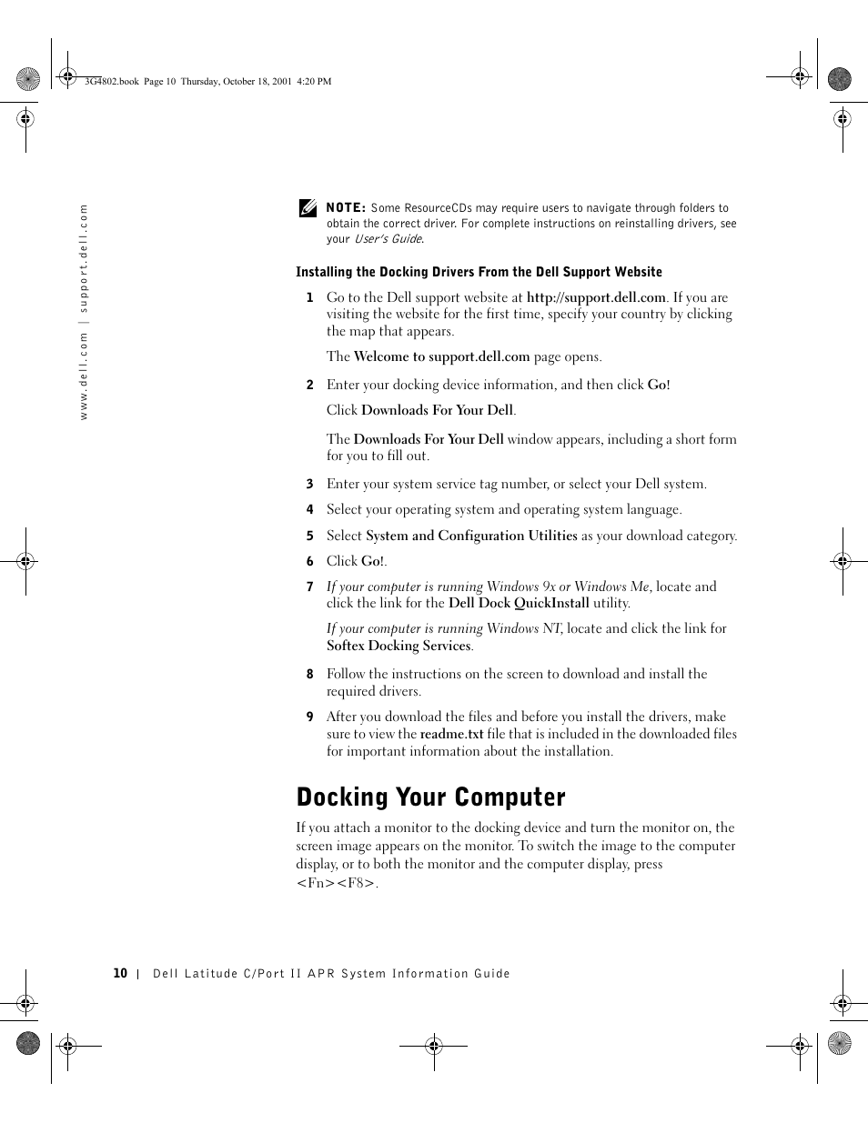 Docking your computer | Dell C/Port II APR User Manual | Page 12 / 220