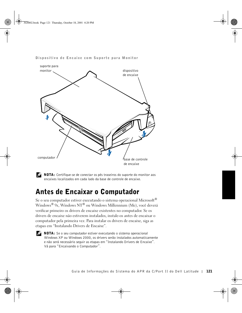 Antes de encaixar o computador | Dell C/Port II APR User Manual | Page 123 / 220