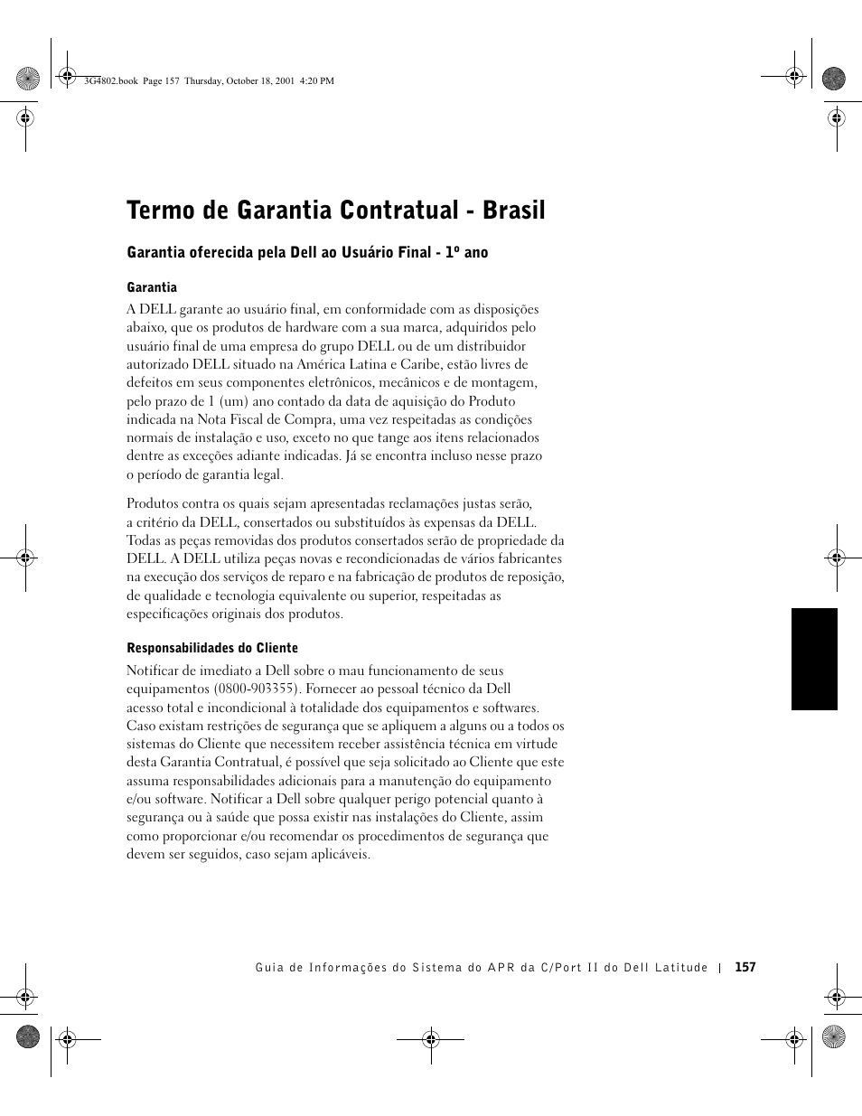 Termo de garantia contratual - brasil | Dell C/Port II APR User Manual | Page 159 / 220