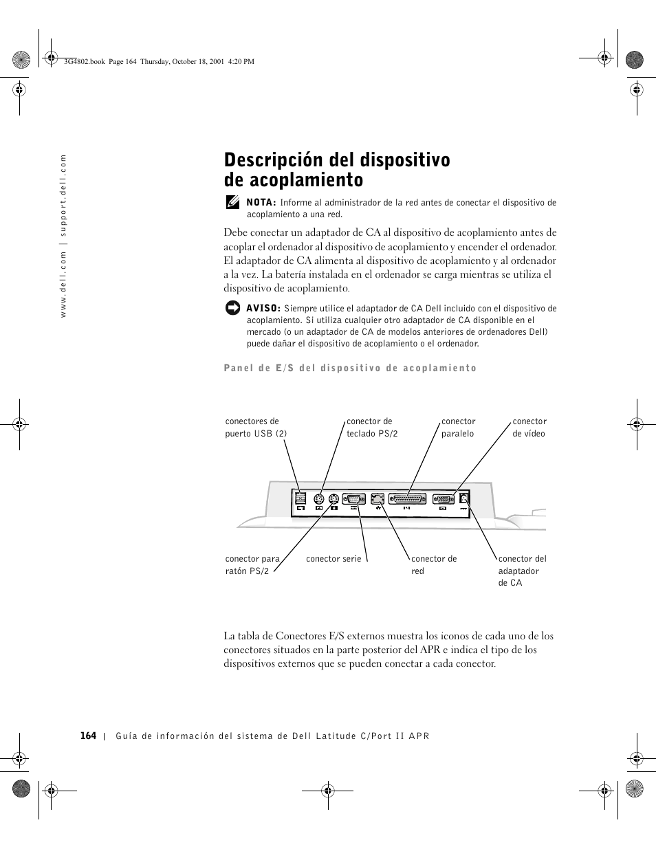 Descripción del dispositivo de acoplamiento | Dell C/Port II APR User Manual | Page 166 / 220
