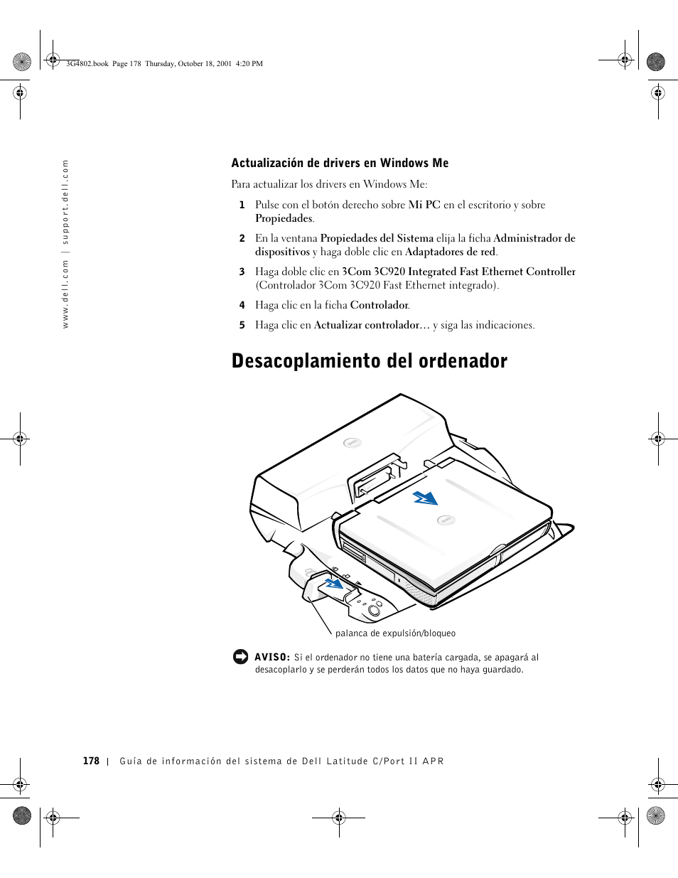 Desacoplamiento del ordenador | Dell C/Port II APR User Manual | Page 180 / 220