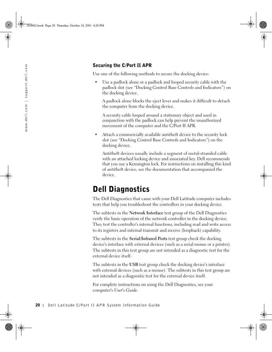 Dell diagnostics | Dell C/Port II APR User Manual | Page 22 / 220