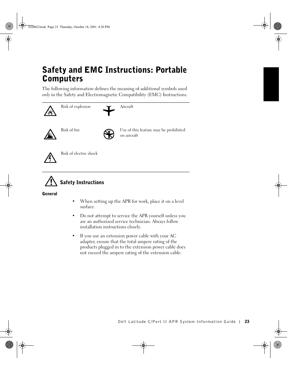 Safety and emc instructions: portable computers | Dell C/Port II APR User Manual | Page 25 / 220